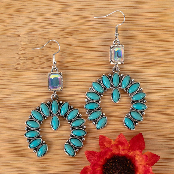 Western Earrings | Turquoise Silver AB