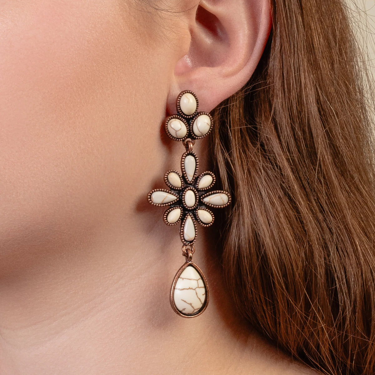 Western Earrings | Squash Blossom Ivory Copper