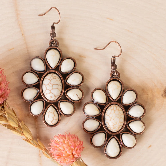 Western Earrings | Squash Blossom Ivory Copper