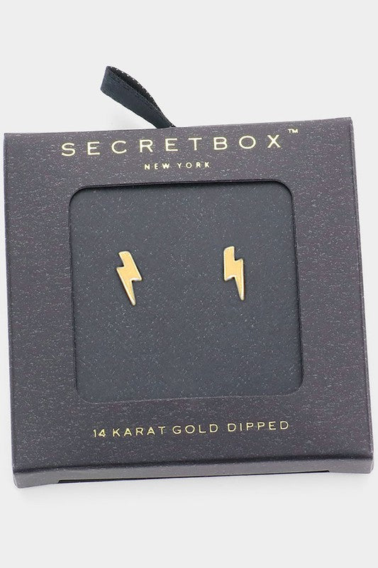 Secret Box | 14K Gold Dipped | Lightning Stud Earrings