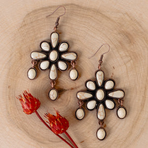 Western Earrings | Squash Blossom Ivory Copper