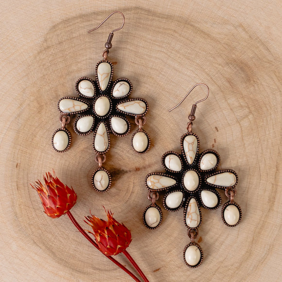 Western Earrings | Squash Blossom Ivory Copper
