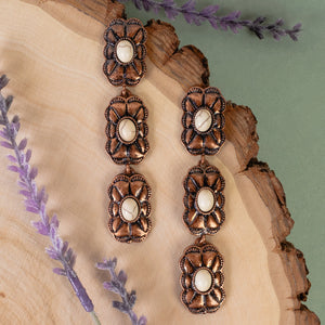 Western Earrings | Squash Blossom Ivory Copper