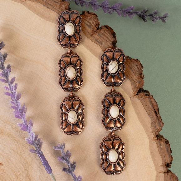 Western Earrings | Squash Blossom Ivory Copper