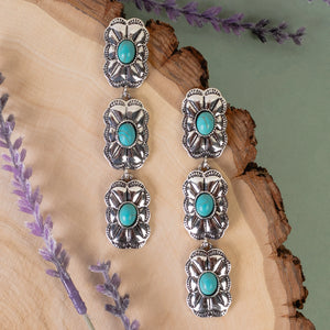 Western Earrings | Squash Blossom Turquoise Silver