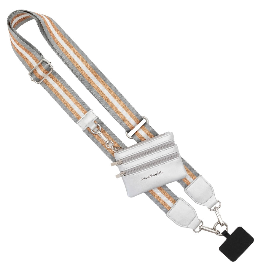 Clip & Go Stripe Phone Lanyard | Grey