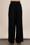 Wide Leg Pleated Pants | Black