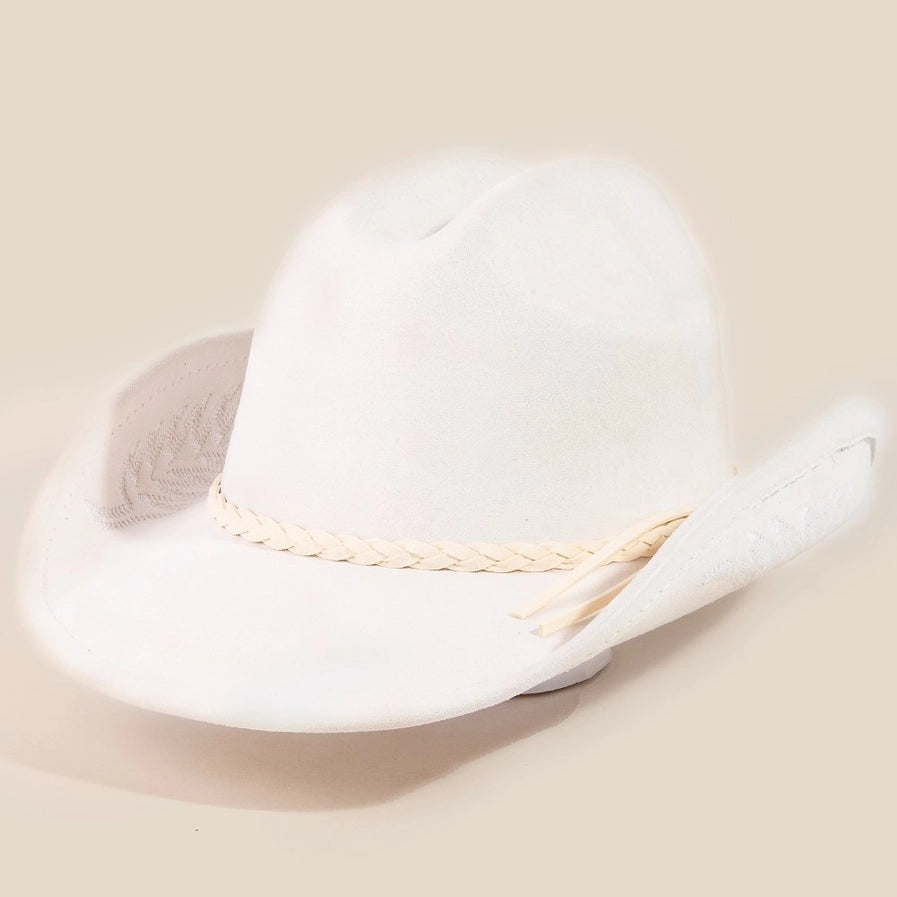 Braided Band Embroidered Cowboy Hat | Ivory