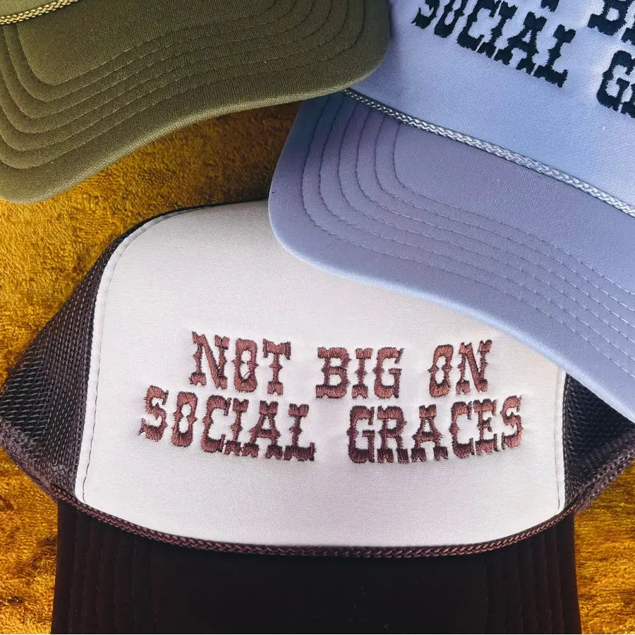 Not Big On Social Graces Foam Trucker Cap | Brown/Tan