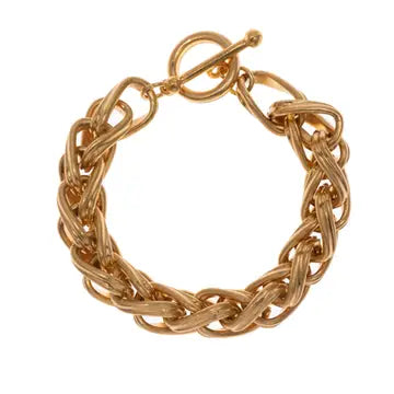 Chunky Chain Toggle Clasp Bracelet | Worn Gold