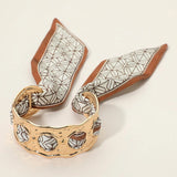 Scarf Tie Gold Cuff Bracelet | Camel