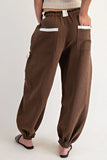 Striped Drawstring Jogger Pants | Chocolate