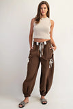 Striped Drawstring Jogger Pants | Chocolate