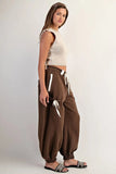 Striped Drawstring Jogger Pants | Chocolate