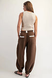 Striped Drawstring Jogger Pants | Chocolate