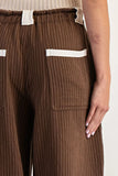 Striped Drawstring Jogger Pants | Chocolate