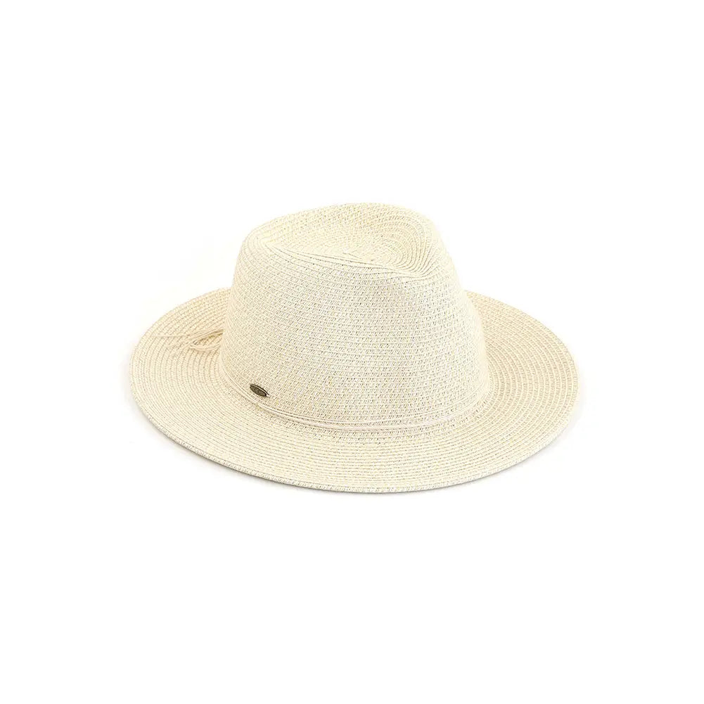 C.C Gold Shimmer Panama Hat | Beige