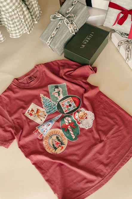 90s Vintage Christmas Tee | Crimson