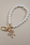 Pearl Keychain | Crystal Bow Accent