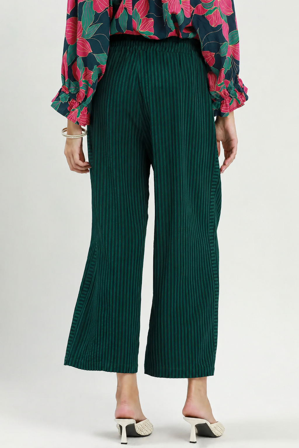 Stripe Wide Leg Pants | Teal