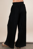 Wide Leg Pleated Pants | Black