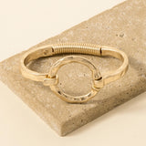 Hammered Circle Bangle Bracelet | Worn Gold