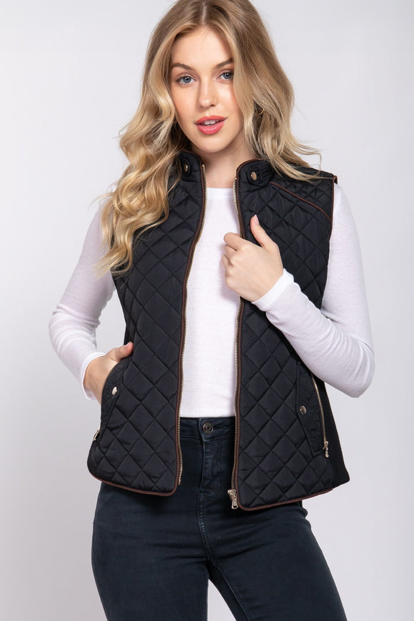 Quilted Padded Vest | Black