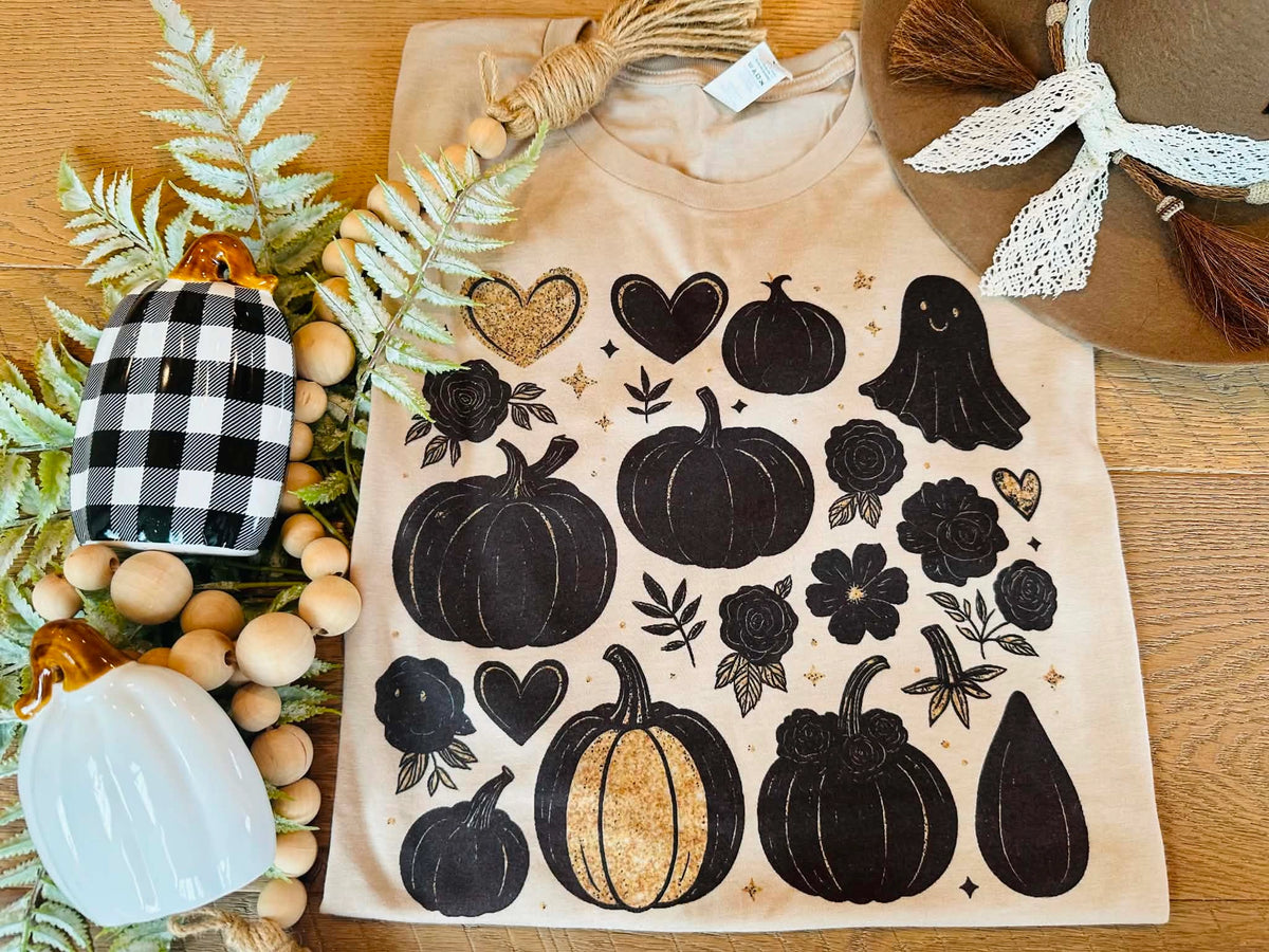 Ghost Pumpkin Collage Tee | Beige