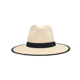 Open Weave Bow Trim Panama Sun Hat | Natural+Black