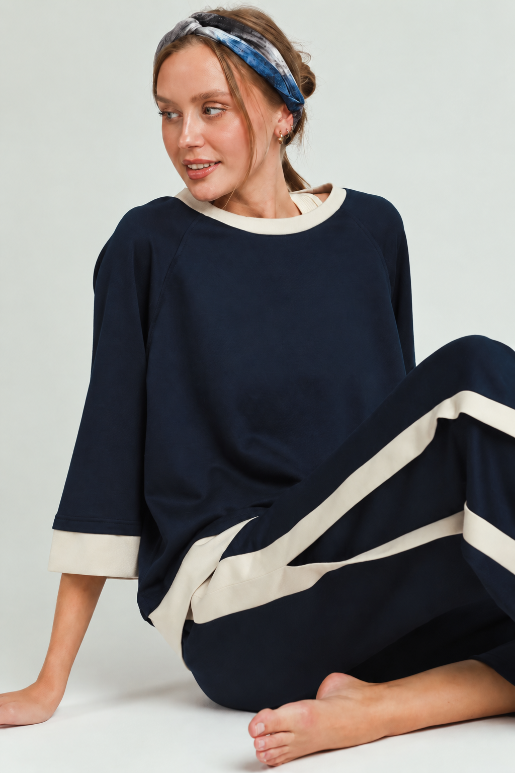 LuxeKnit Colorblock 2 Piece Set | Midnight Blue
