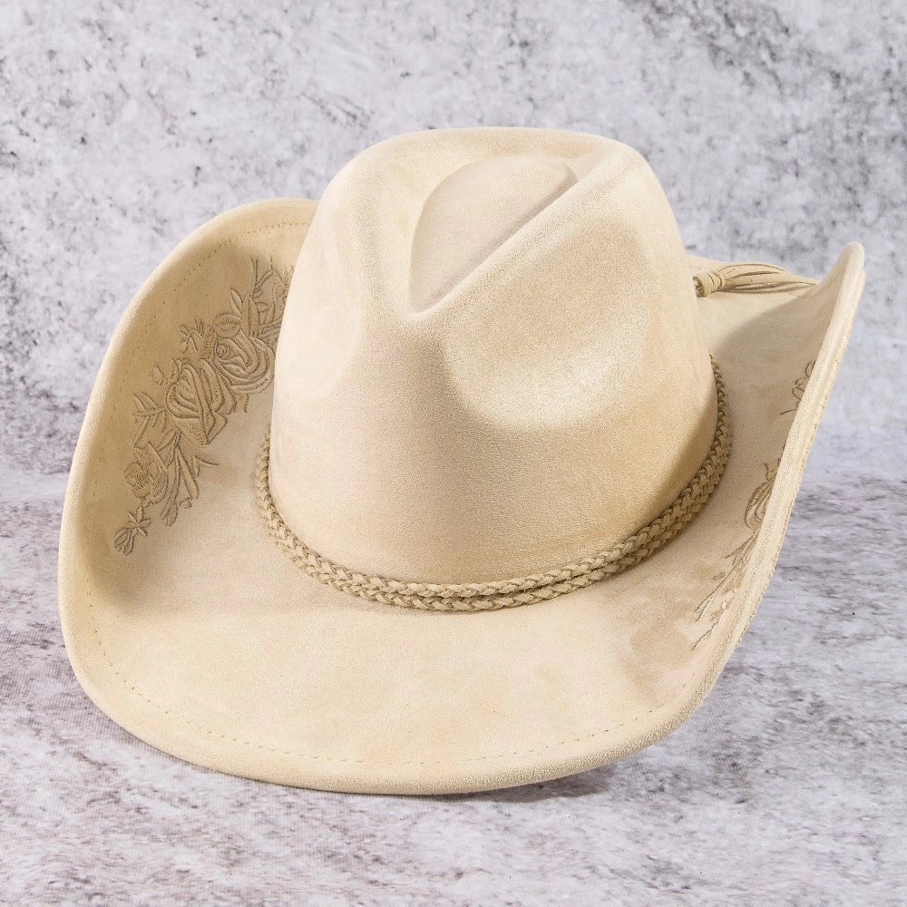 Rose Embroidered Braded Tassel Cowboy Hat | Various