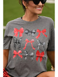Red+Black Spirit Bows Tee | Dark Heather Grey