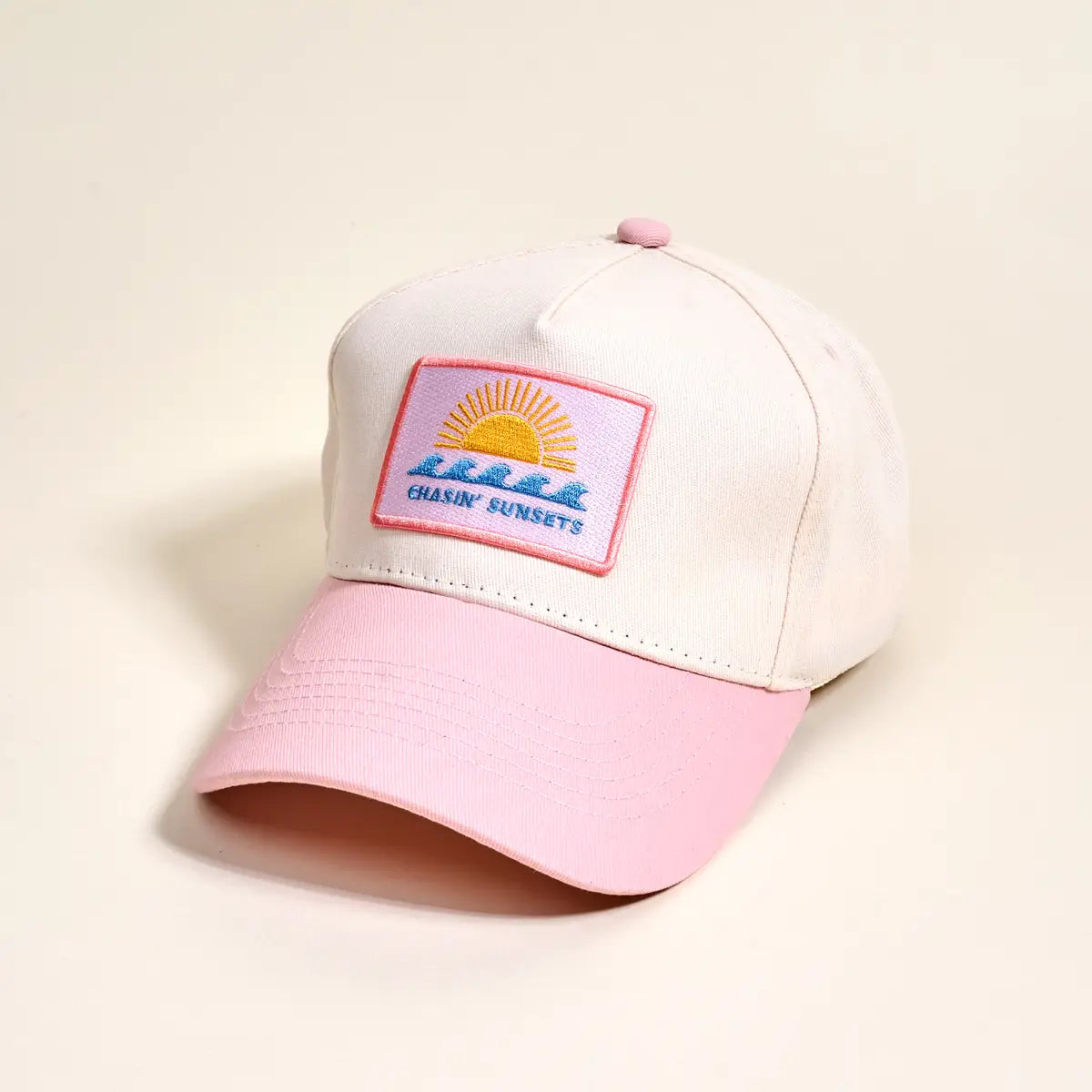Chasing Sunsets Canvas Cap | Cream/Pink