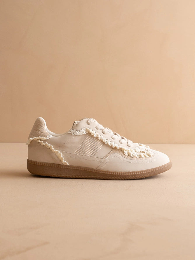 The April | Cream Lace Trimmed Retro Sneaker