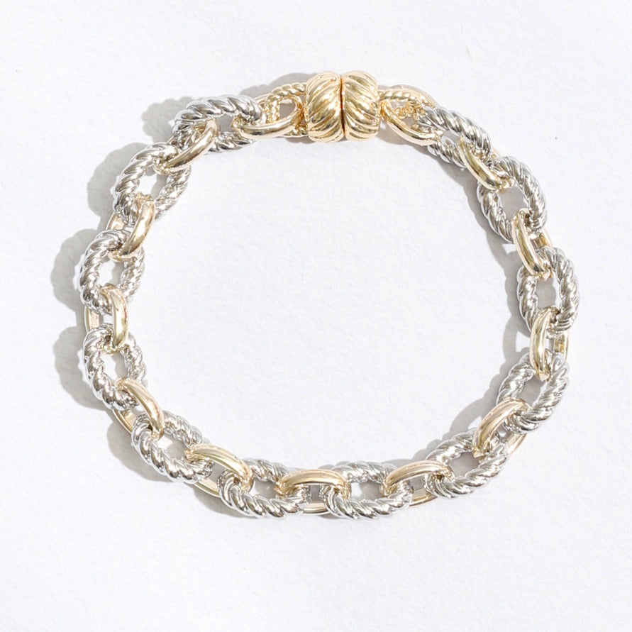 Two Tone Twisted Chain Bracelet | Silver/Gold