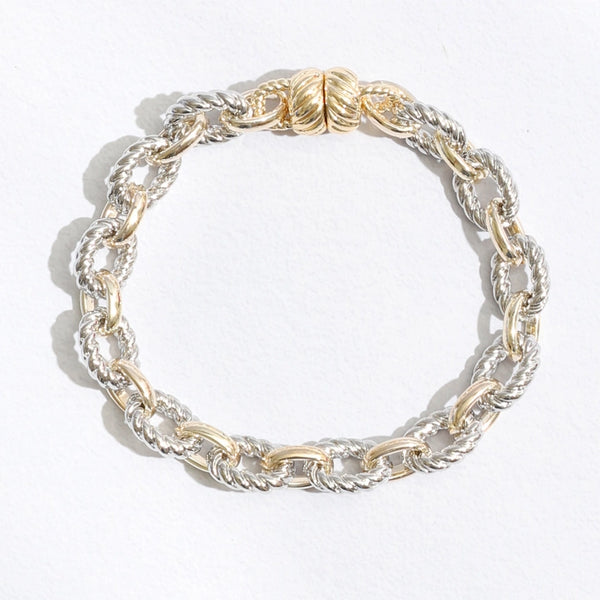 Two Tone Twisted Chain Bracelet | Silver/Gold