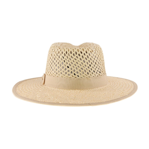 Open Weave Bow Trim Panama Sun Hat | Natural+Nude