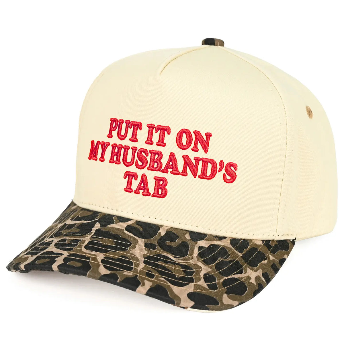 Put It On My Husband's Tab Trucker Cap | Leopard
