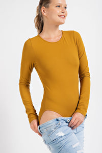Butter Soft Long Sleeve Bodysuit | Gold Spice