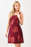Metallic Floral Jacquard Dress | Wine