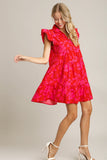 Floral Tiered Dress | Red+Pink Mix