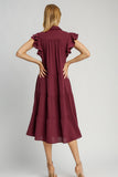 Solid Collared Midi Dress | Plum