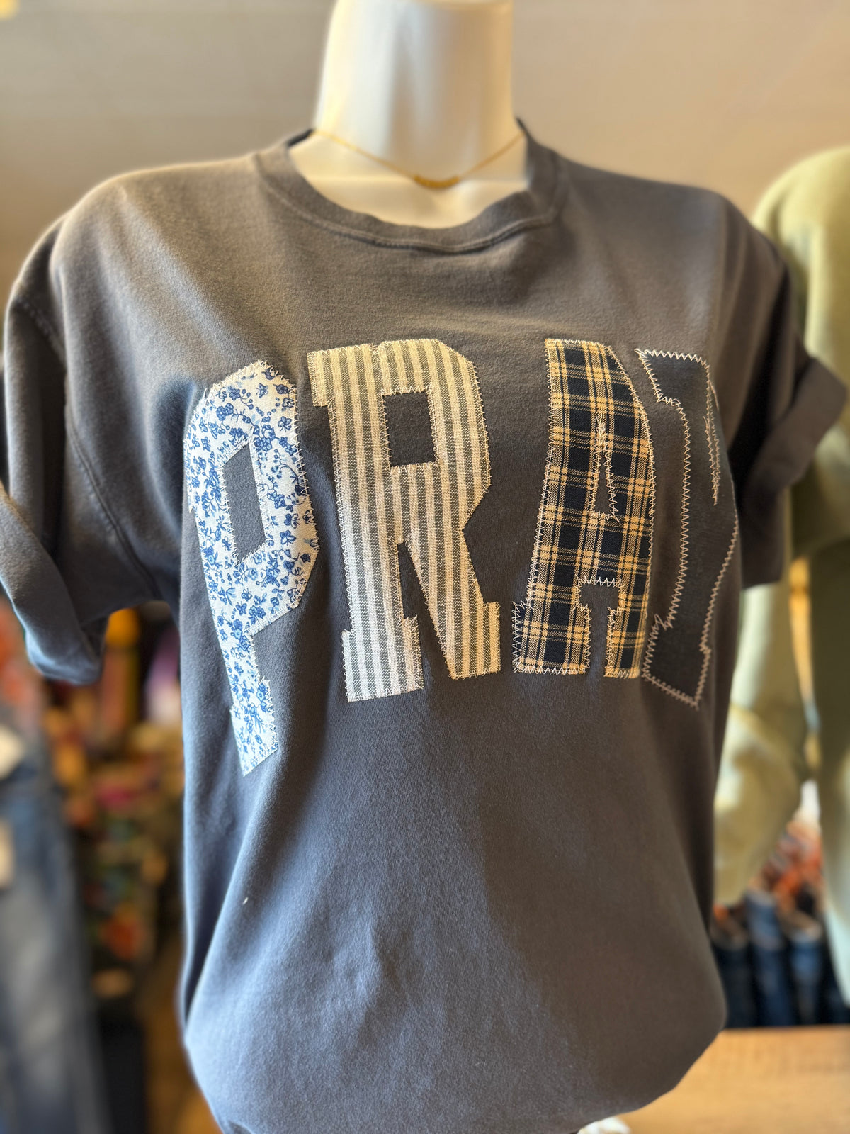 PRAY Embroidered Patch Tee | Washed Navy