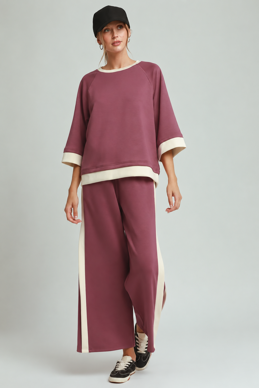 LuxeKnit Colorblock 2 Piece Set | Marsala