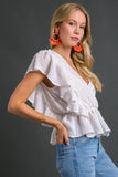 Ruffled Peplum Top | Off White