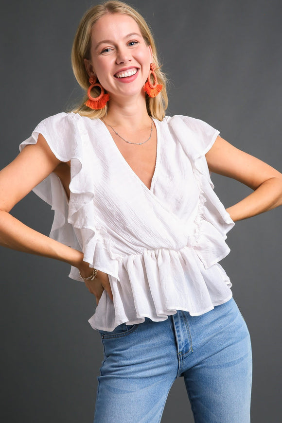 Ruffled Peplum Top | Off White