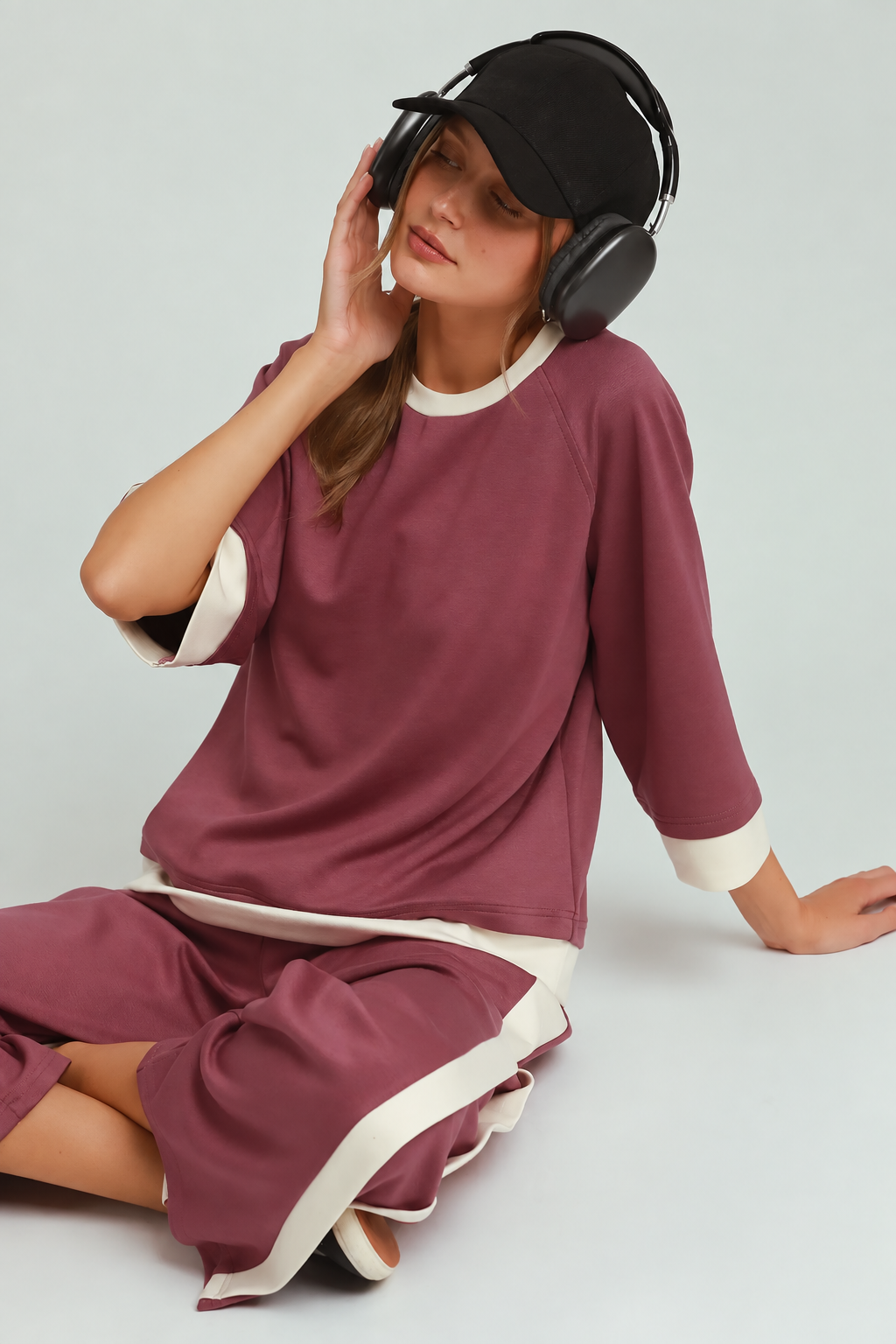 LuxeKnit Colorblock 2 Piece Set | Marsala