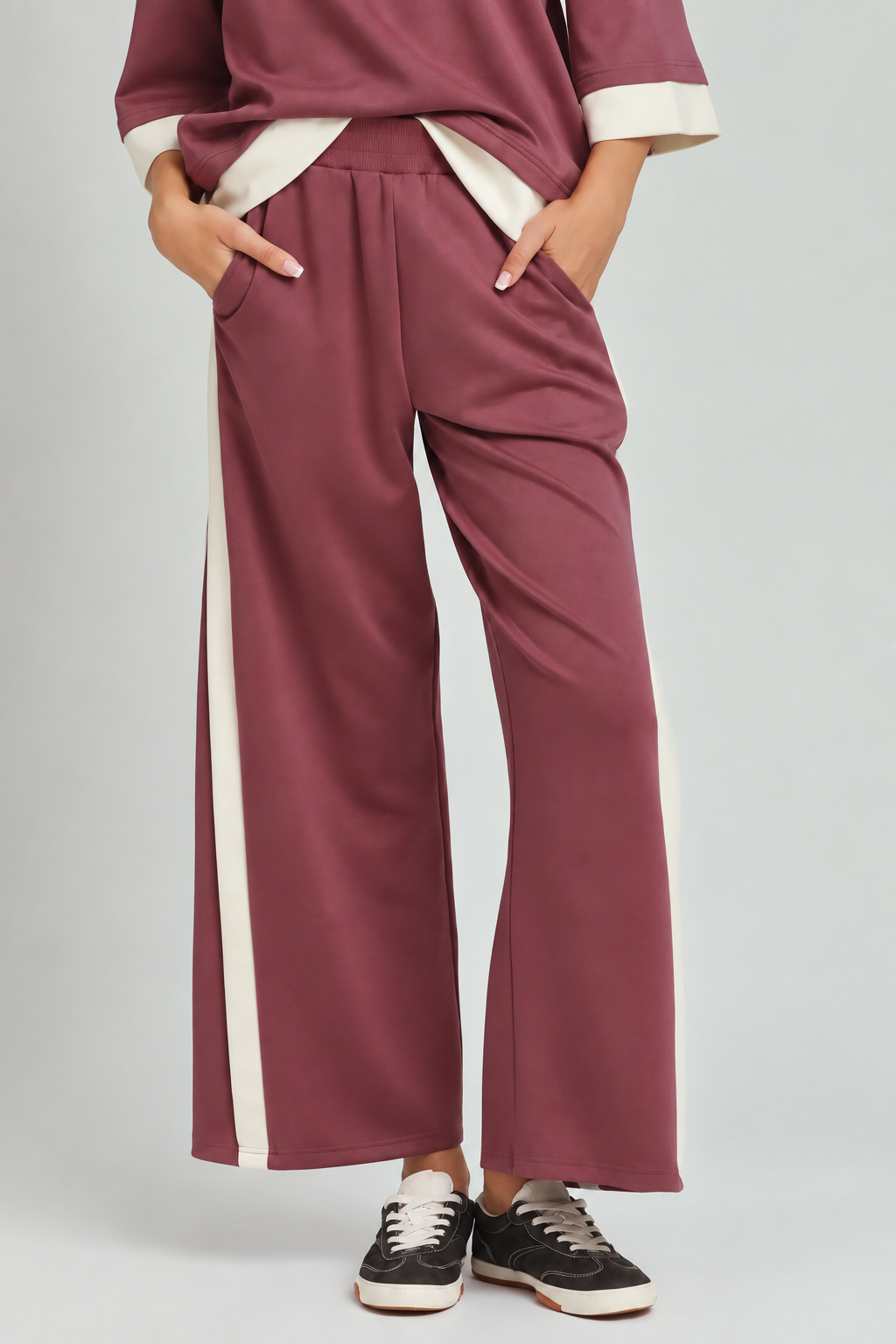LuxeKnit Colorblock 2 Piece Set | Marsala