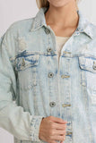 Acid Washed Distressed Denim Jacket