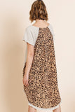 Leopard Back Linen Scoop Dress | Oatmeal